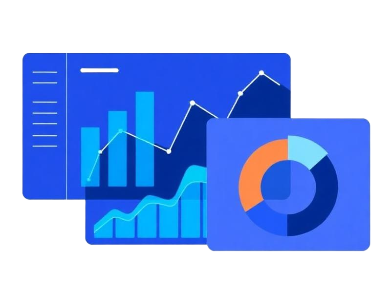 Ilustração de dashboards de Business Intelligence educacional com indicadores de ROI e engajamento — EducaTech Lab