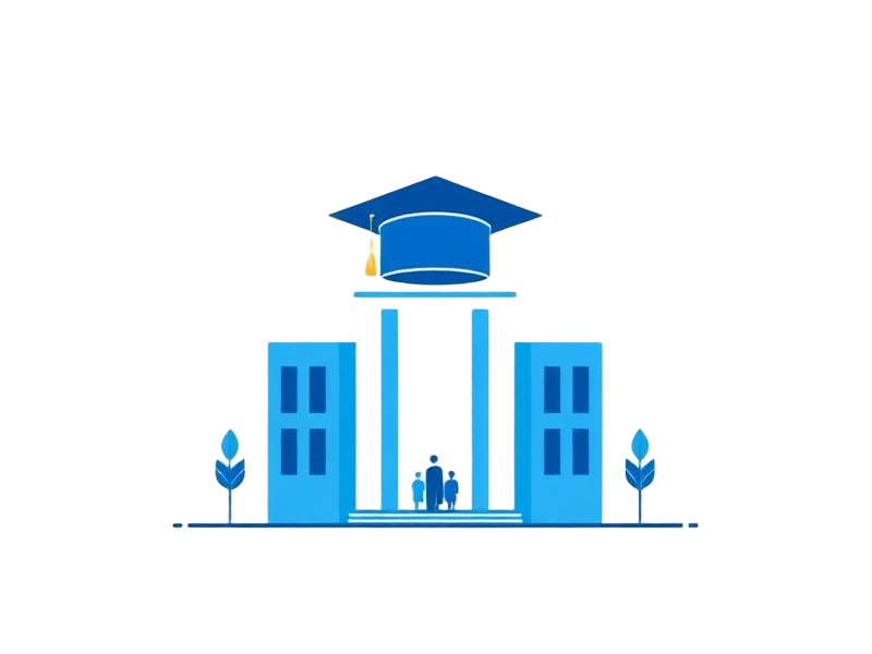 Ilustração de universidade corporativa com trilhas de aprendizagem e formação de líderes — EducaTech Lab