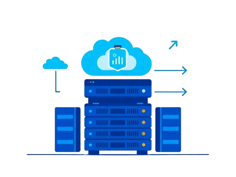 Ilustração de servidor em nuvem AWS hospedando Moodle gerenciado com alta disponibilidade — EducaTech Lab